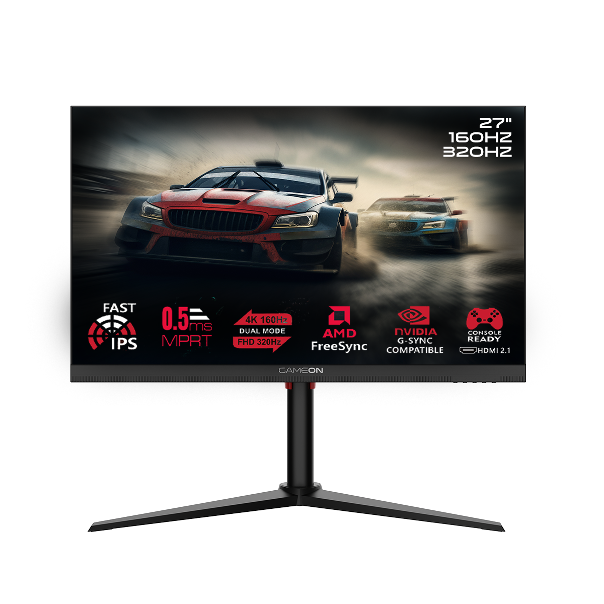 GAMEON GOSX27B Switch X Series 27" Dual Switch 4K UHD/FHD, 160/320Hz, MPRT 0.5ms, HDMI 2.1, Fast IPS Gaming Monitor (Supports PS5) - Black