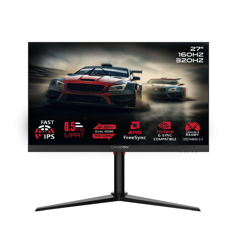 GAMEON GOSX27B Switch X Series 27" Dual Switch 4K UHD/FHD, 160/320Hz, MPRT 0.5ms, HDMI 2.1, Fast IPS Gaming Monitor (Supports PS5) - Black