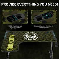 Call Of Duty (COD) Phantom XL-L Series L-Shaped RGB Flowing Light Gaming Desk With Mouse pad, Headphone Hook, Cup Holder, Cable Management, Gamepad Holder, Qi Wireless Charger & USB Hub - Black/Green