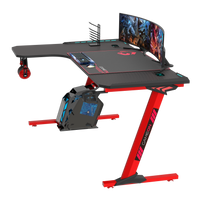 GAMEON Phantom XL-L Series L-Shaped RGB Flowing Light Gaming Desk With Mouse pad, Headphone Hook, Cup Holder, Cable Management, Gamepad Holder, Qi Wireless Charger & USB Hub - Black