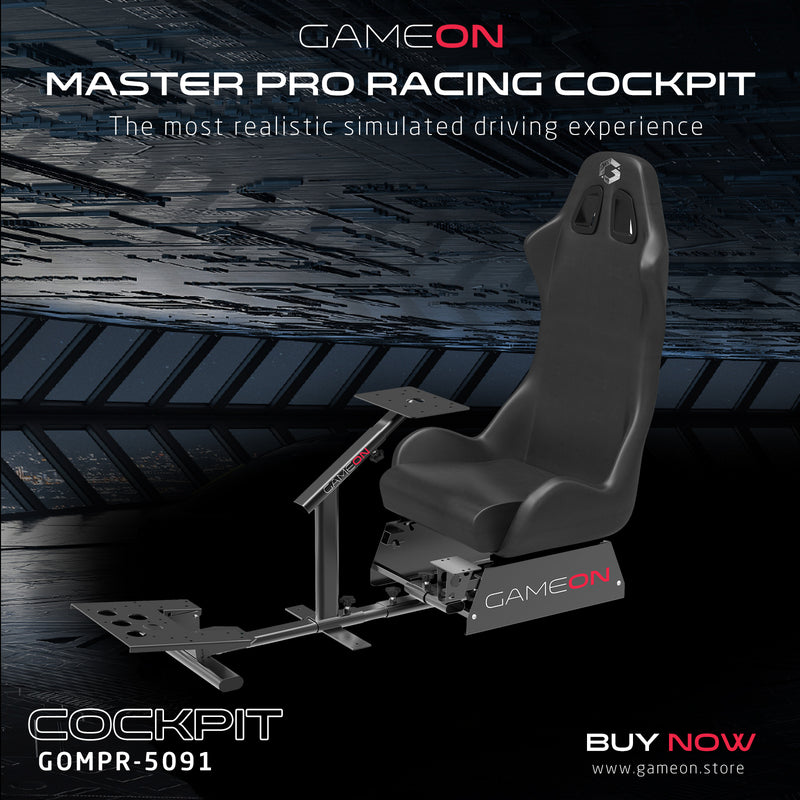 GAMEON GOMPR-5091 Master Pro Racing Gaming Simulator Cockpit - Black