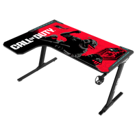 Call Of Duty (COD) Phantom XL-L Series L-Shaped RGB Flowing Light Gaming Desk With Mouse pad, Headphone Hook, Cup Holder, Cable Management, Gamepad Holder, Qi Wireless Charger & USB Hub - Black/Red