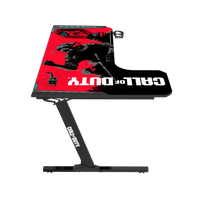 Call Of Duty (COD) Phantom XL-L Series L-Shaped RGB Flowing Light Gaming Desk With Mouse pad, Headphone Hook, Cup Holder, Cable Management, Gamepad Holder, Qi Wireless Charger & USB Hub - Black/Red