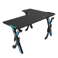 Gameon Elite Series L-Shaped Gaming Desk With USB powered LED Lightning With Remote Control And 15W Qi Charger (Dimensions 160 CM X 100 CM x 60CM )