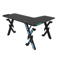 Gameon Elite Series L-Shaped Gaming Desk With USB powered LED Lightning With Remote Control And 15W Qi Charger (Dimensions 160 CM X 100 CM x 60CM )