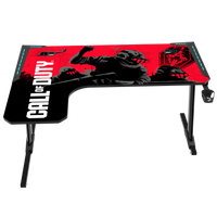 Call Of Duty (COD) Phantom XL-L Series L-Shaped RGB Flowing Light Gaming Desk With Mouse pad, Headphone Hook, Cup Holder, Cable Management, Gamepad Holder, Qi Wireless Charger & USB Hub - Black/Red