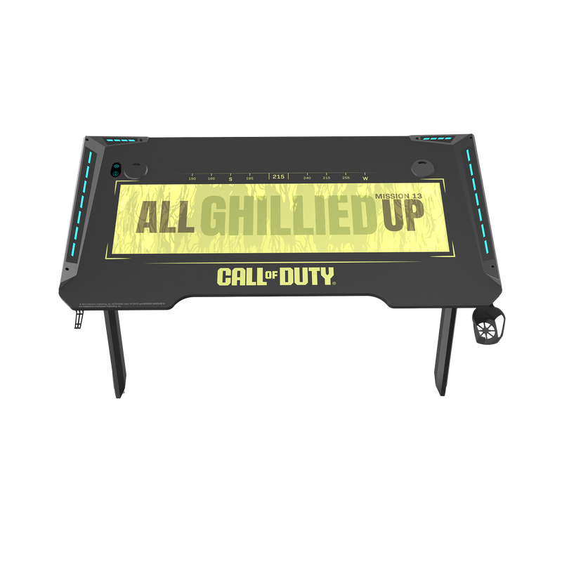 Call Of Duty (COD) Hawksbill Series RGB Flowing Light Gaming Desk With Mouse pad, Headphone Hook & Cup Holder - Black/Green