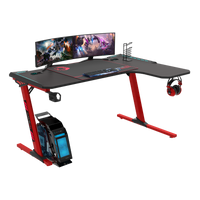 GAMEON Phantom XL-R Series L-Shaped RGB Flowing Light Gaming Desk With Mouse pad, Headphone Hook, Cup Holder, Cable Management, Gamepad Holder, Qi Wireless Charger & USB Hub - Black