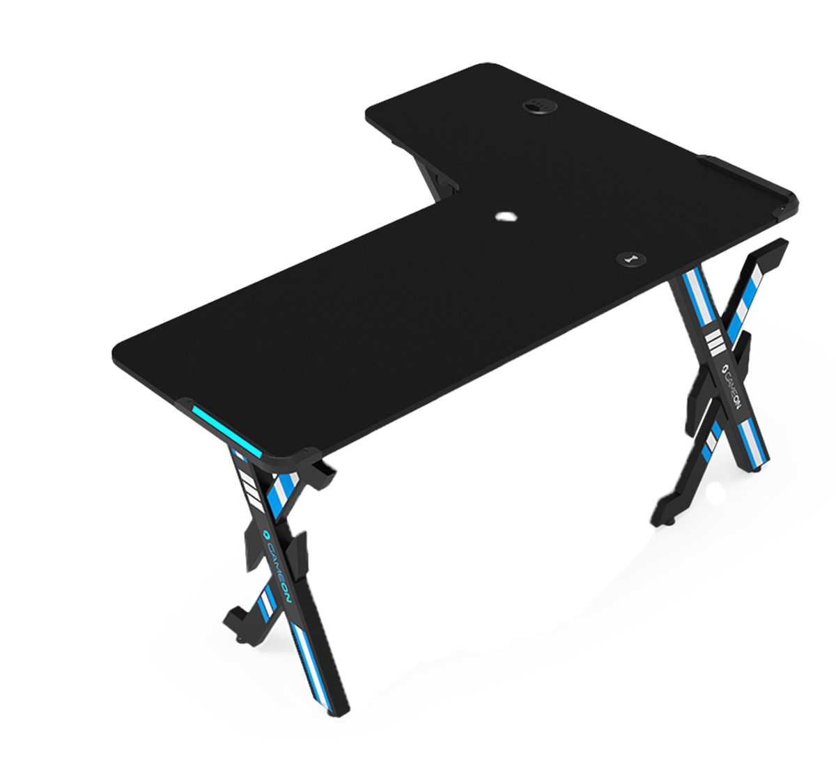 Gameon Elite Series L-Shaped Gaming Desk With USB powered LED Lightning With Remote Control And 15W Qi Charger (Dimensions 160 CM X 100 CM x 60CM )