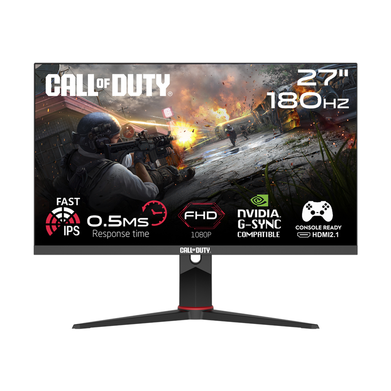 Call Of Duty (COD) COD27FHD180IPS 27" FHD, 180Hz, MPRT 0.5ms, HDMI 2.1, Fast IPS, HDR Ready Gaming Monitor with Adjustable Stand (Support VRR & PS5) - Black