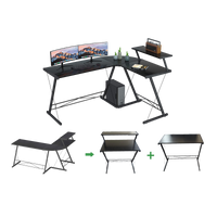 GAMEON 3 in 1 L-Shaped Slayer II XL Series Gaming Desk (Size: 150*112*74cm & Table top 100*48cm + 60*48cm) With Accessories Stand - Black