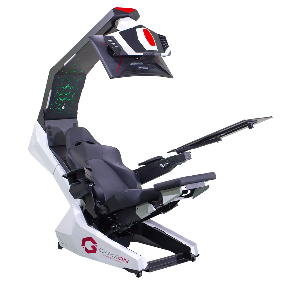 GAMEON IW-R1-PRO Zero Gravity Reclining Computer Workstation Gaming Simulator Chair/Cockpit – White